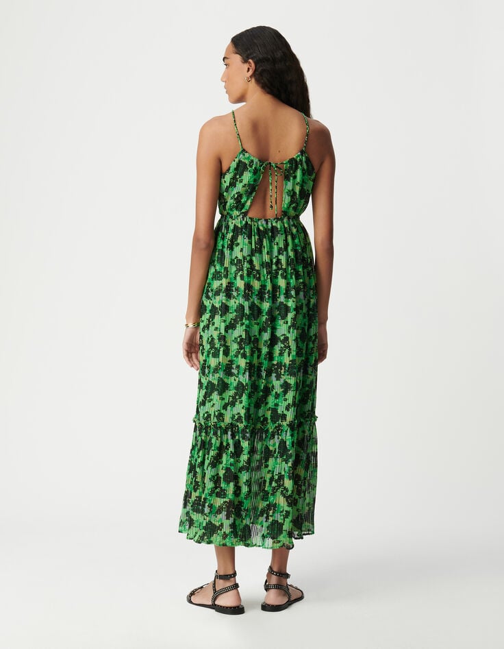 Ikks Robe Longue Verte Imprimé Abstrait Femme
