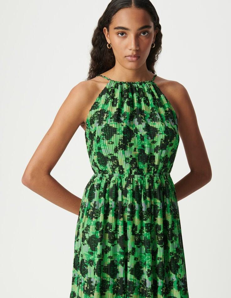 Ikks Robe Longue Verte Imprimé Abstrait Femme