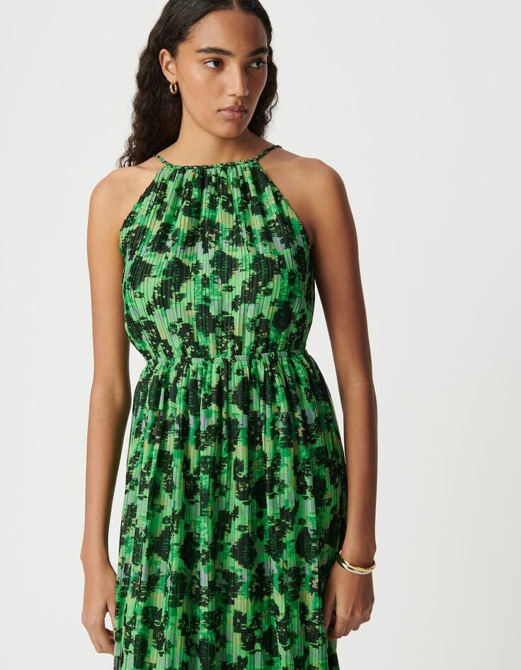 Ikks Robe Longue Verte Imprimé Abstrait Femme