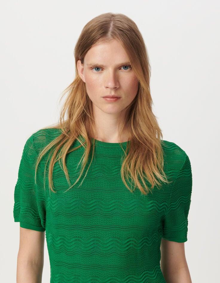 Ikks Robe Longue Verte Tricot Crochet Femme