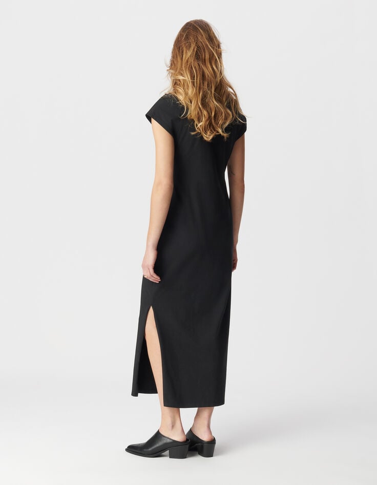 Ikks Robe Midi Noire à Nouer Côté Femme