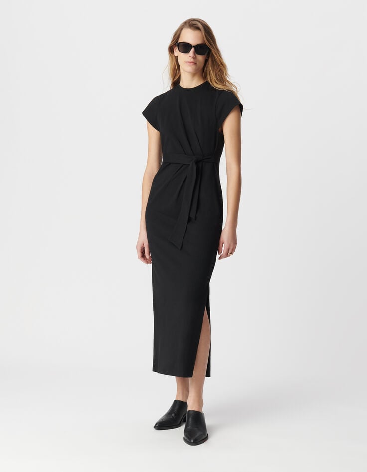 ikks Robe midi noire à nouer côté Femme
