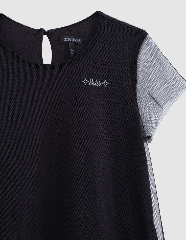 Ikks Robe Noire En Tulle Bas Dentelle Fille