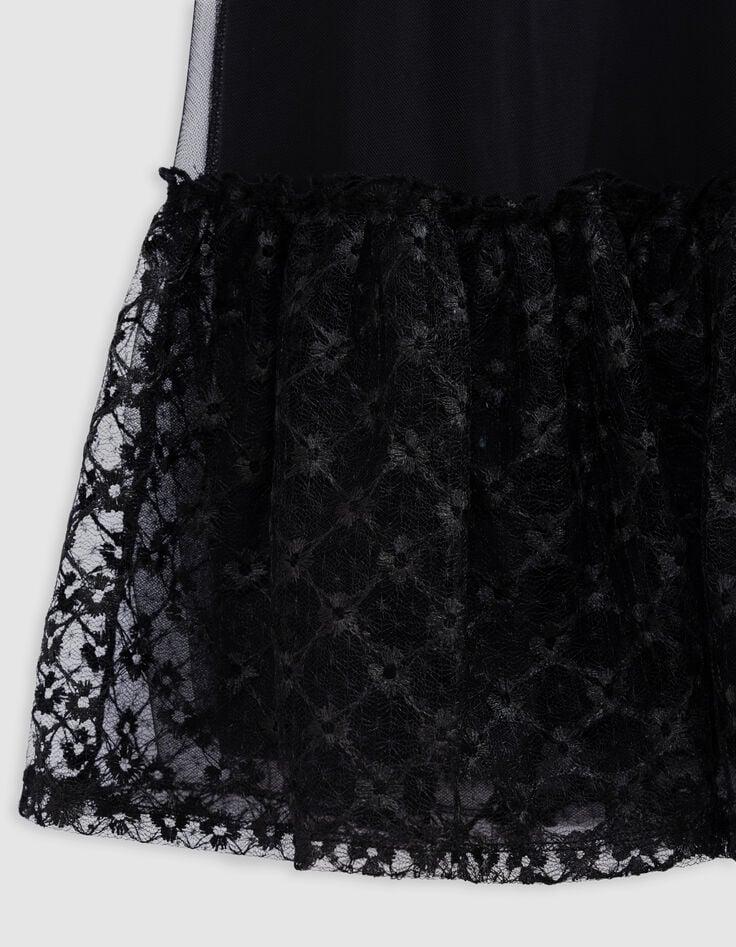 Ikks Robe Noire En Tulle Bas Dentelle Fille
