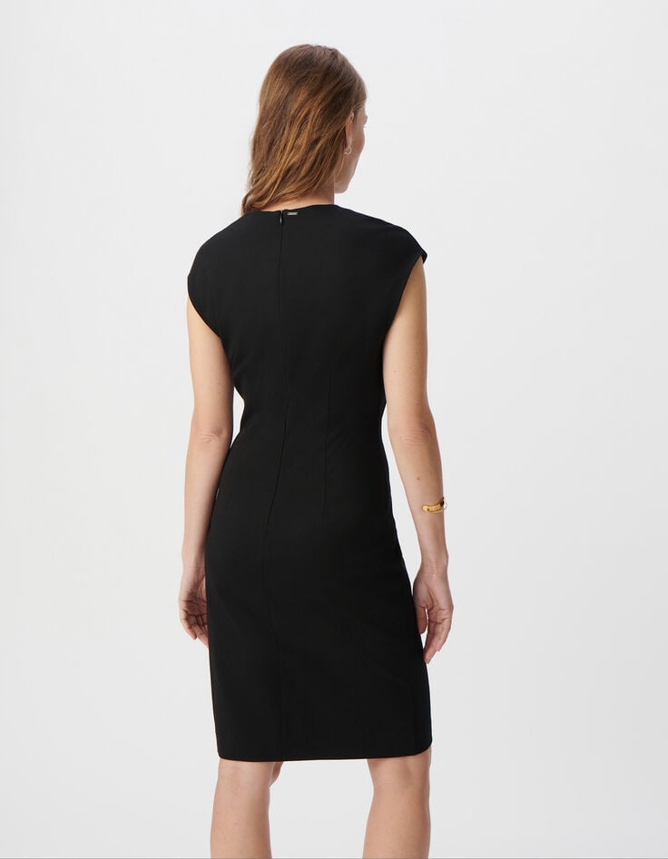 Ikks Robe Noire Fendue Maille Milano Femme