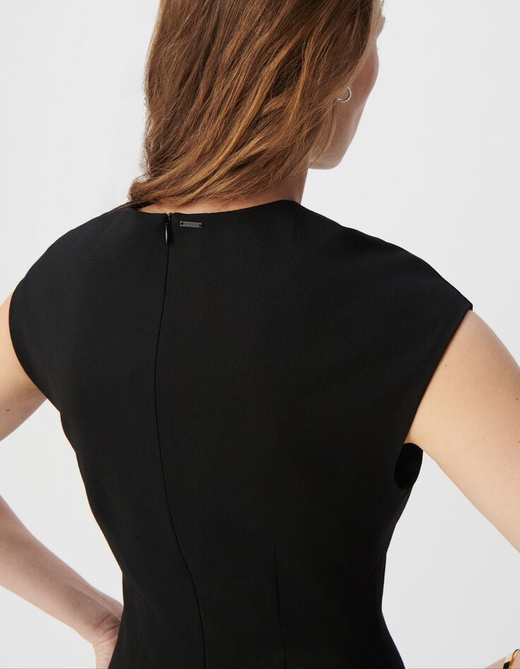 Ikks Robe Noire Fendue Maille Milano Femme