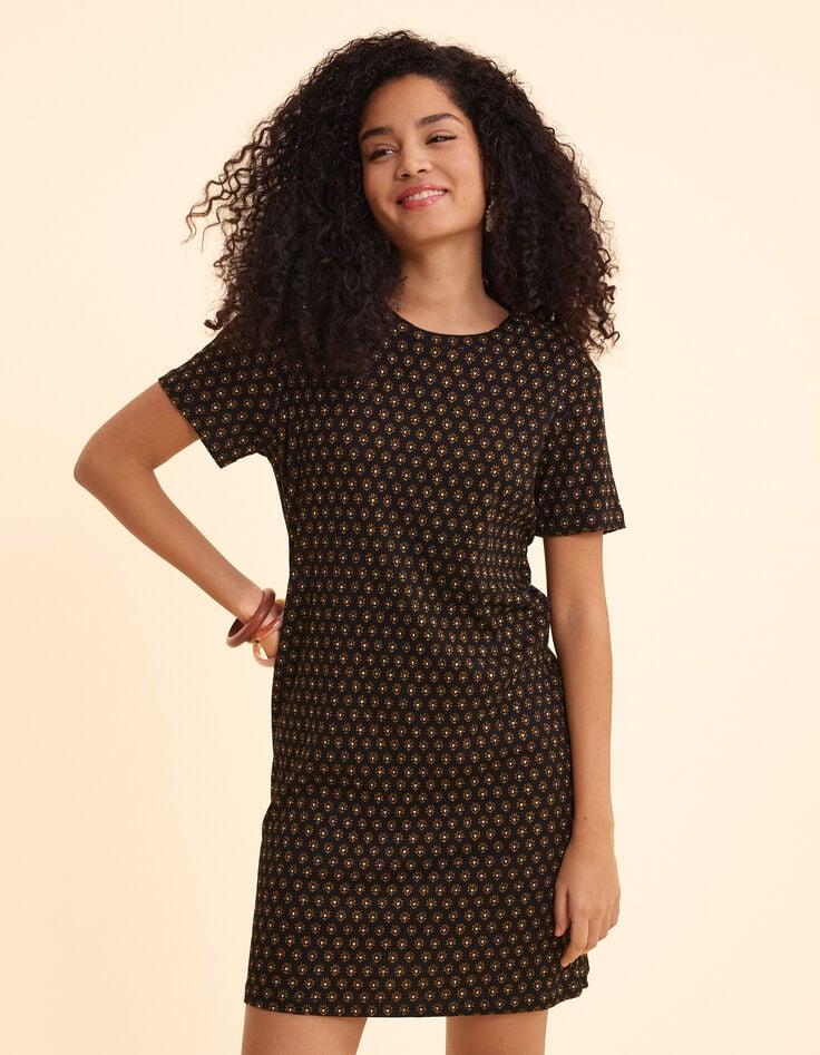 Ikks Robe Noire Imprimé Floral Cœur I.Code