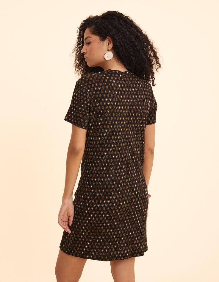 Ikks Robe Noire Imprimé Floral Cœur I.Code