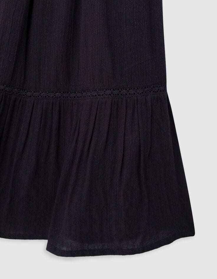 Ikks Robe Noire Jacquard Gaufré Fille