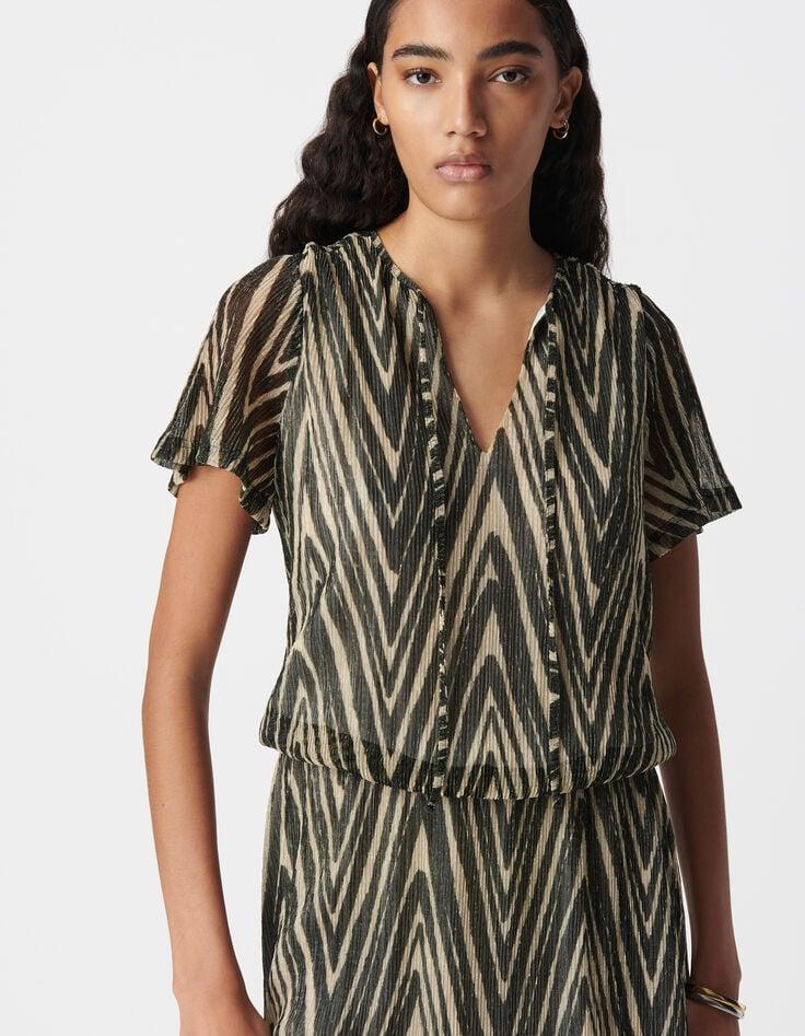 Ikks Robe Noire Motif Chevrons Dorés Femme