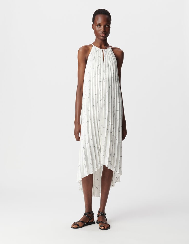 ikks Robe plissée ivoire imprimé éclipses Femme