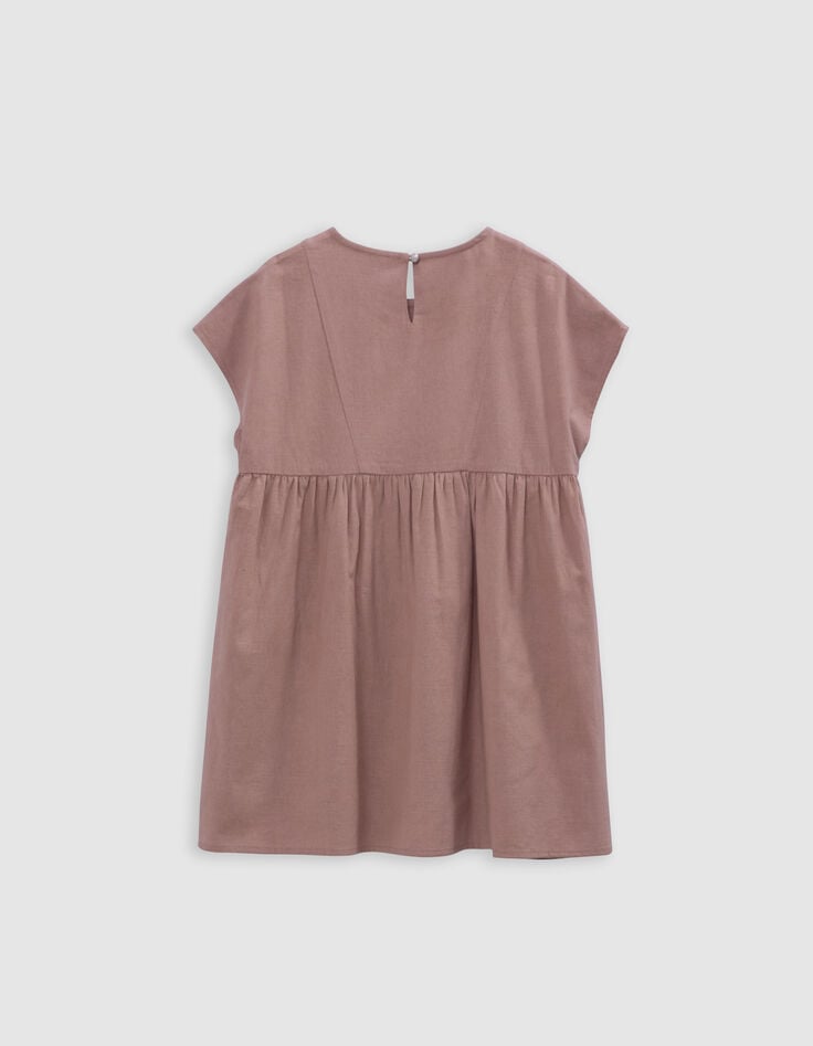 Ikks Robe Rose Broderies épaules Et Devant Fille