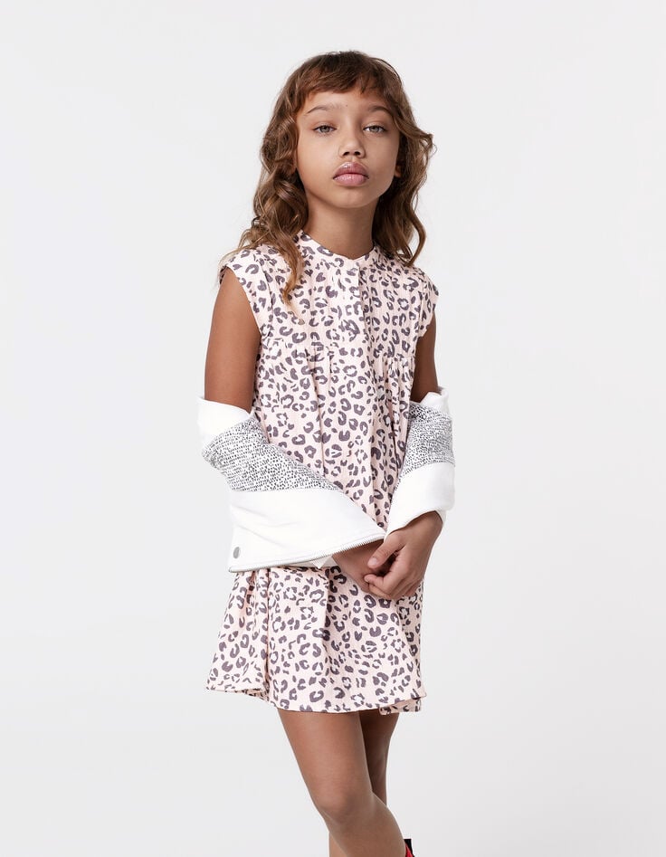 ikks Robe rose imprimé léopard fille