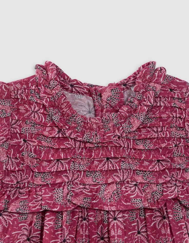 Ikks Robe Rose Imprimé Palmiers Bébé Fille