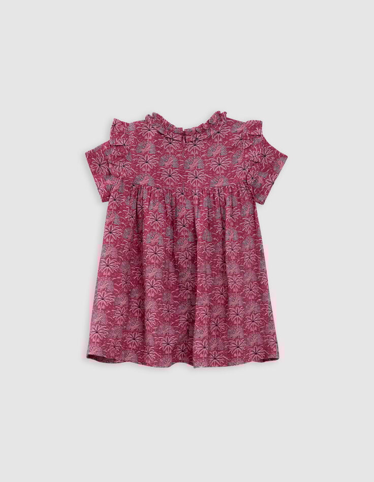 Ikks Robe Rose Imprimé Palmiers Bébé Fille