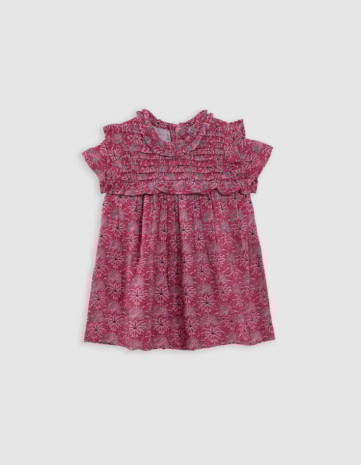 ikks Robe rose imprimé palmiers bébé fille