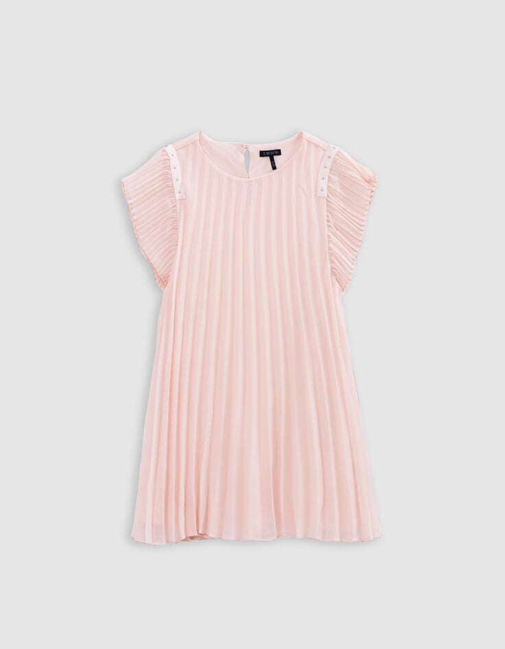 Ikks Robe Rose Plissée Décor Clous Fille
