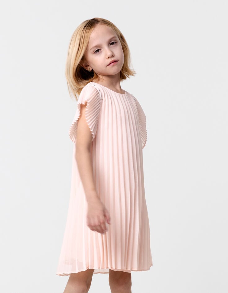 ikks Robe rose plissée décor clous fille