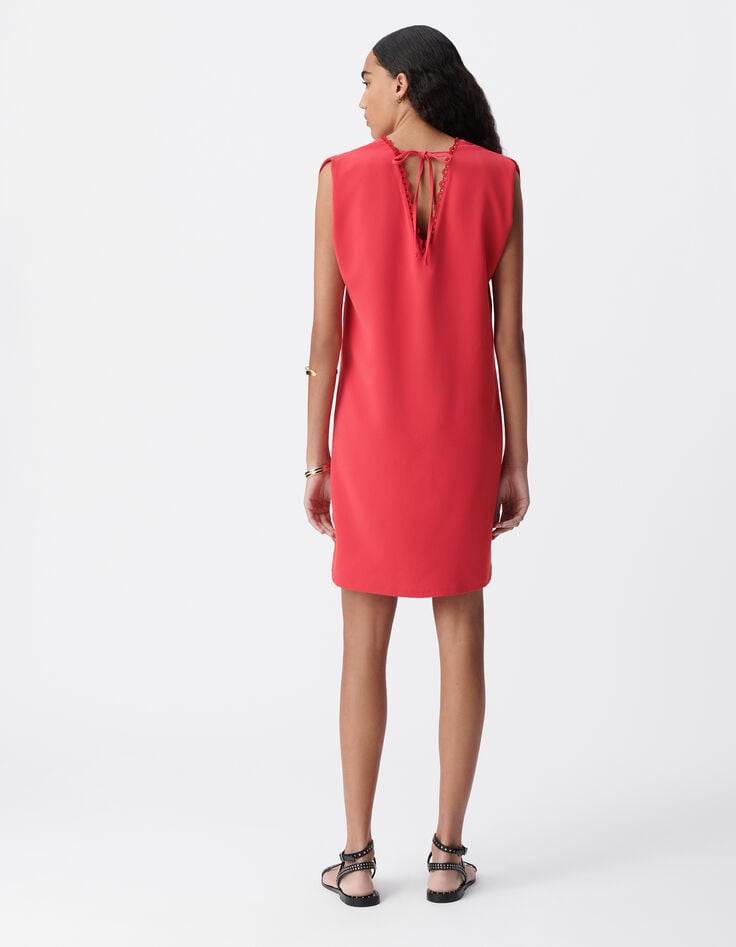 Ikks Robe Rouge Encolure V Devant/dos Femme
