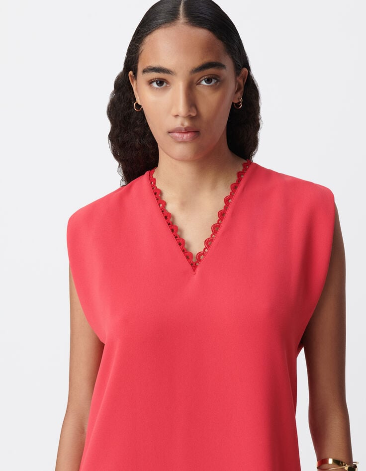 Ikks Robe Rouge Encolure V Devant/dos Femme