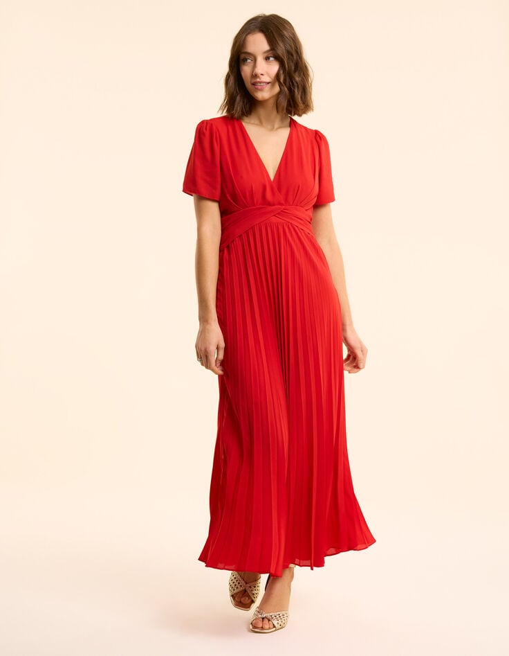 ikks Robe rouge plissée drapée à la taille I.Code