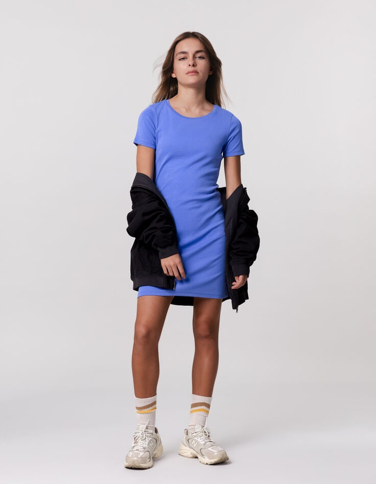 ikks Robe T-shirt bleue coton bio fille