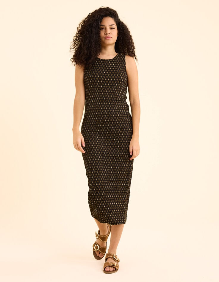 Ikks Robe Tube Noire Imprimé Floral Cœur I.Code