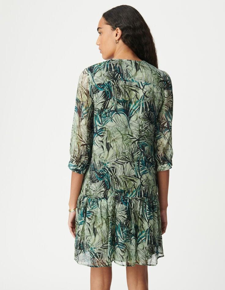 Ikks Robe Turquoise Imprimé Feuillage Femme