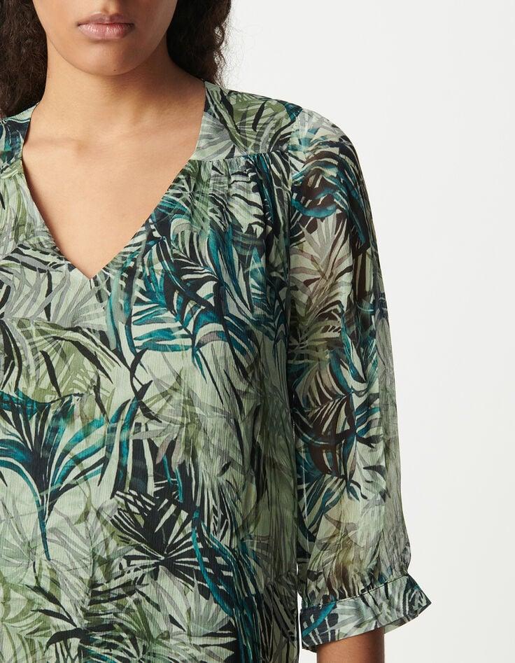 Ikks Robe Turquoise Imprimé Feuillage Femme