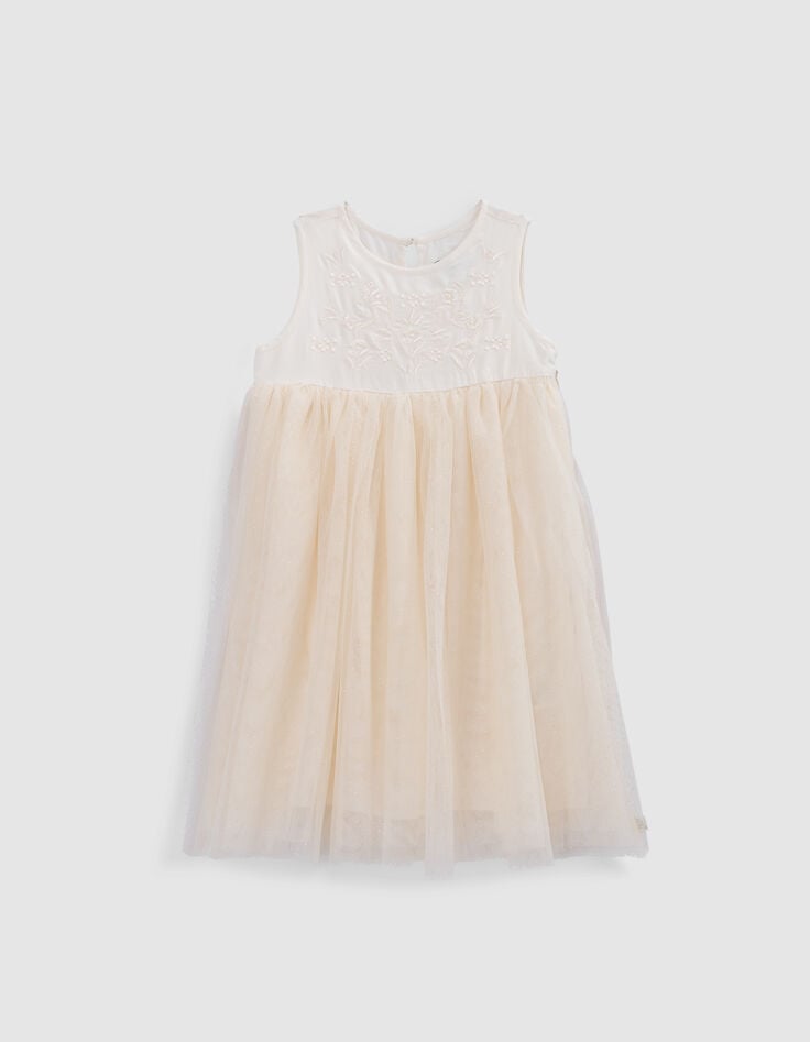 ikks Robe-tutu écrue bi-matière brodée fille