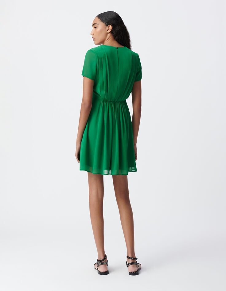 Ikks Robe Verte Détail Plissé Taille