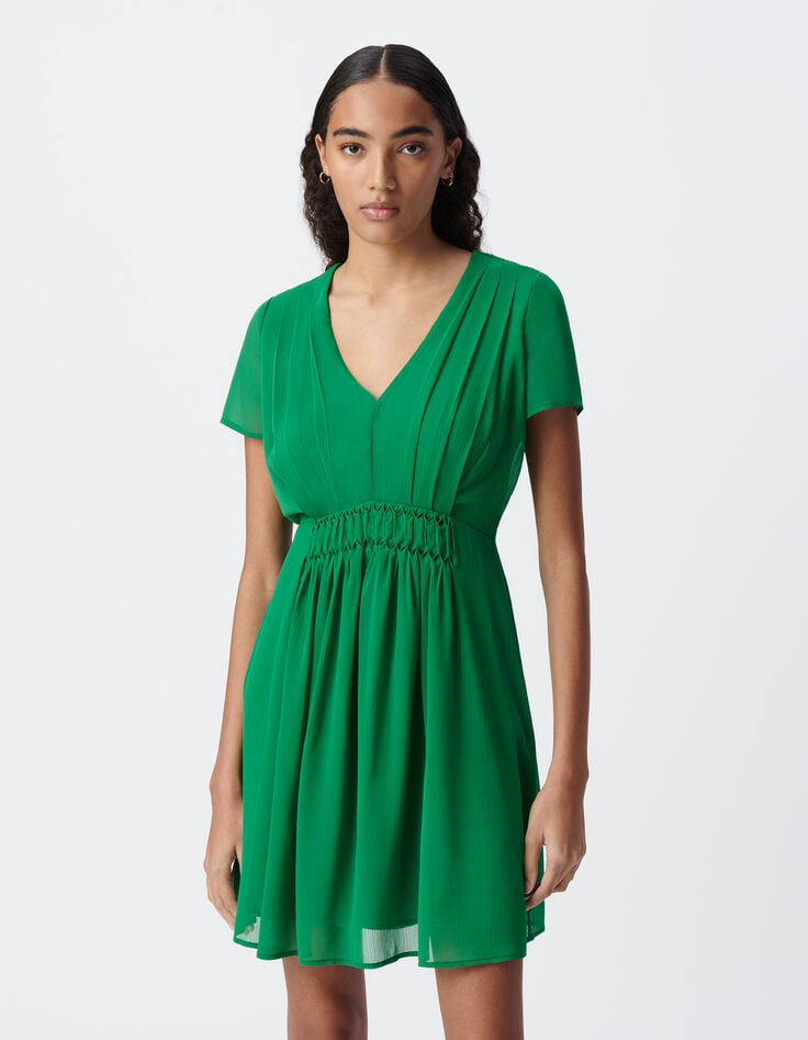 Ikks Robe Verte Détail Plissé Taille