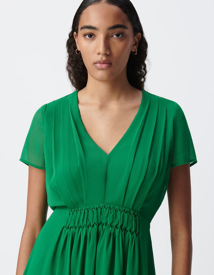 Ikks Robe Verte Détail Plissé Taille