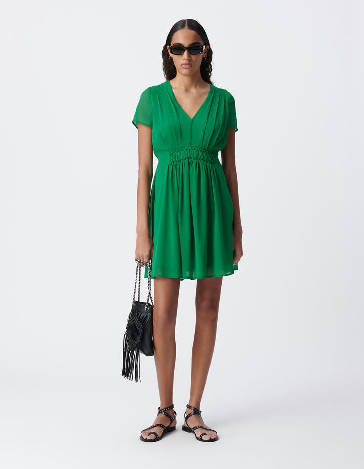 ikks Robe verte détail plissé taille