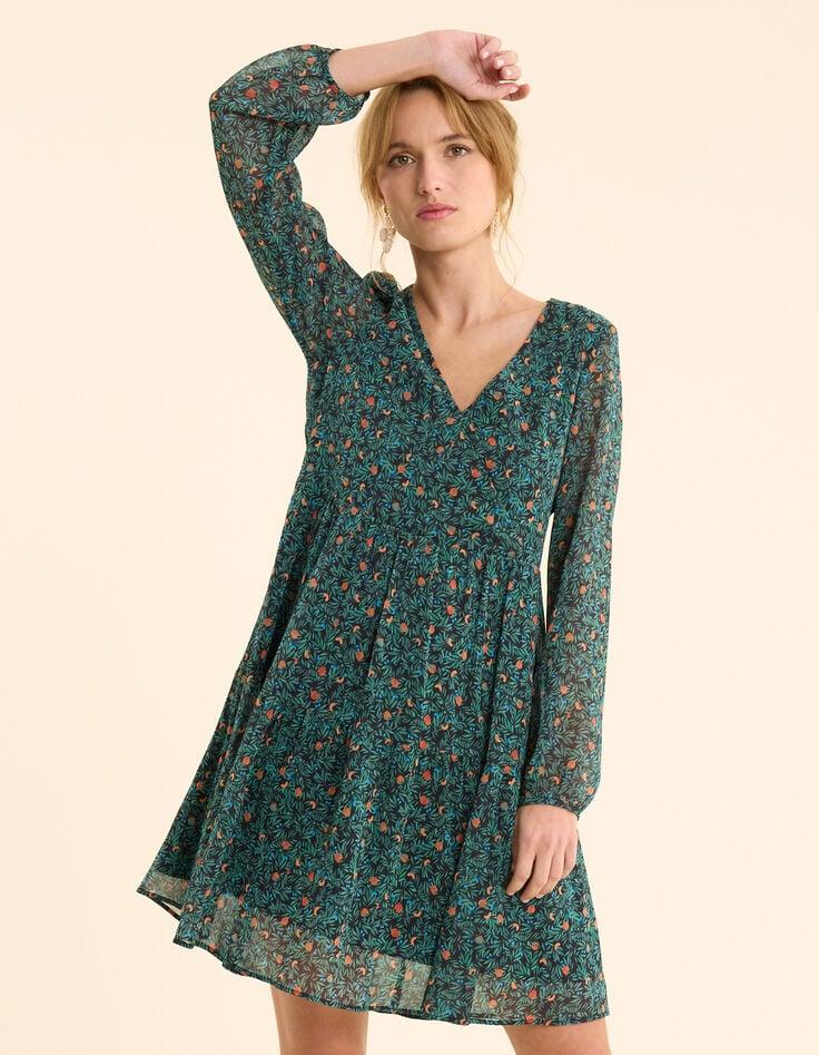 Ikks Robe Verte Imprimé Fruits D'été I.Code