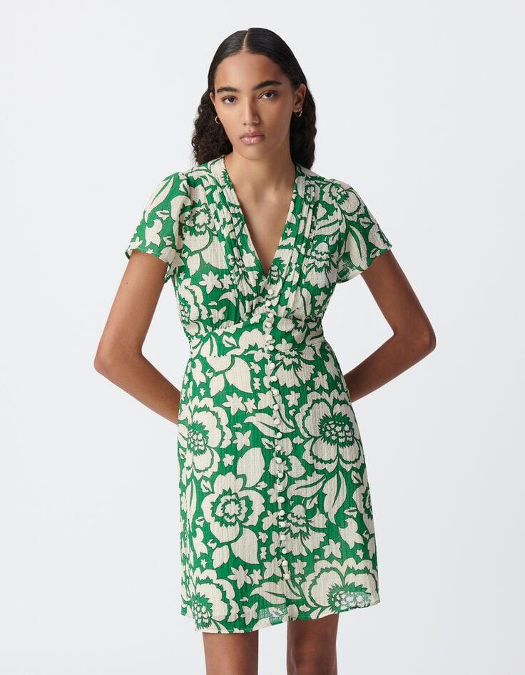 Ikks Robe Verte Imprimé Maxi Tropical Femme