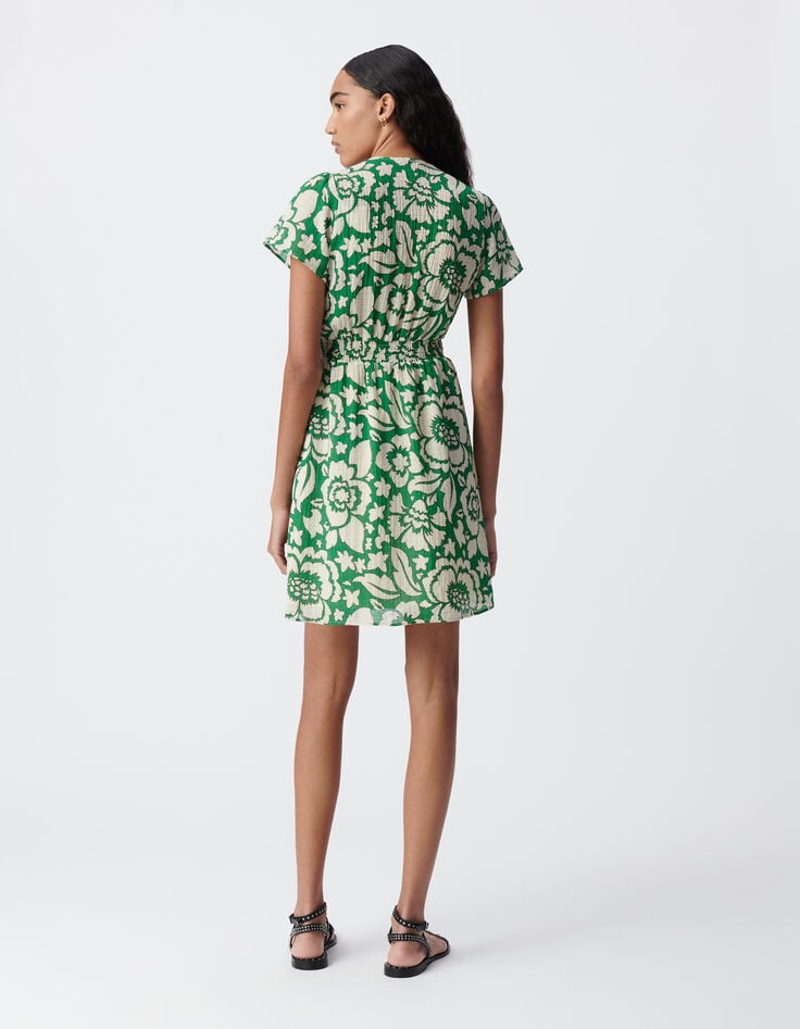 Ikks Robe Verte Imprimé Maxi Tropical Femme