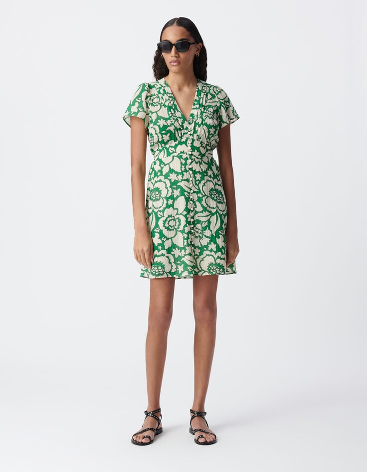 ikks Robe verte imprimé maxi tropical Femme