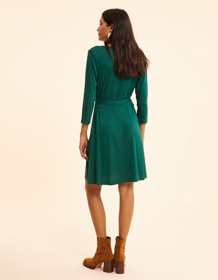 Ikks Robe Verte Lurex Maille Nid D'abeille I.Code