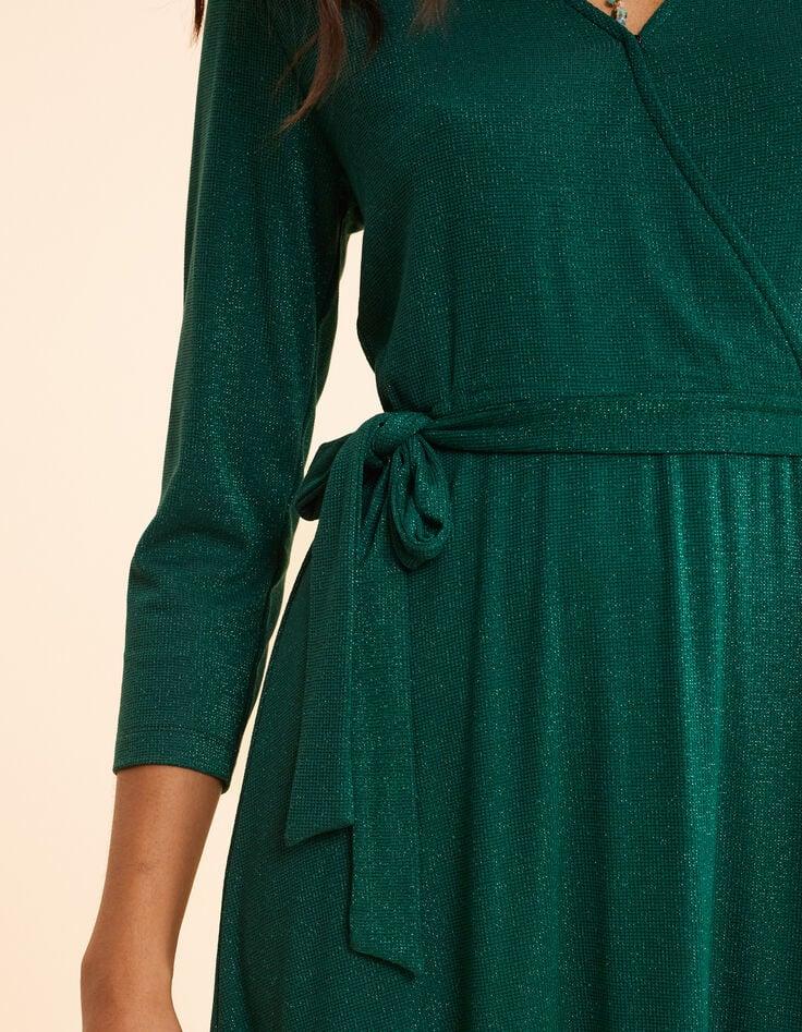 Ikks Robe Verte Lurex Maille Nid D'abeille I.Code