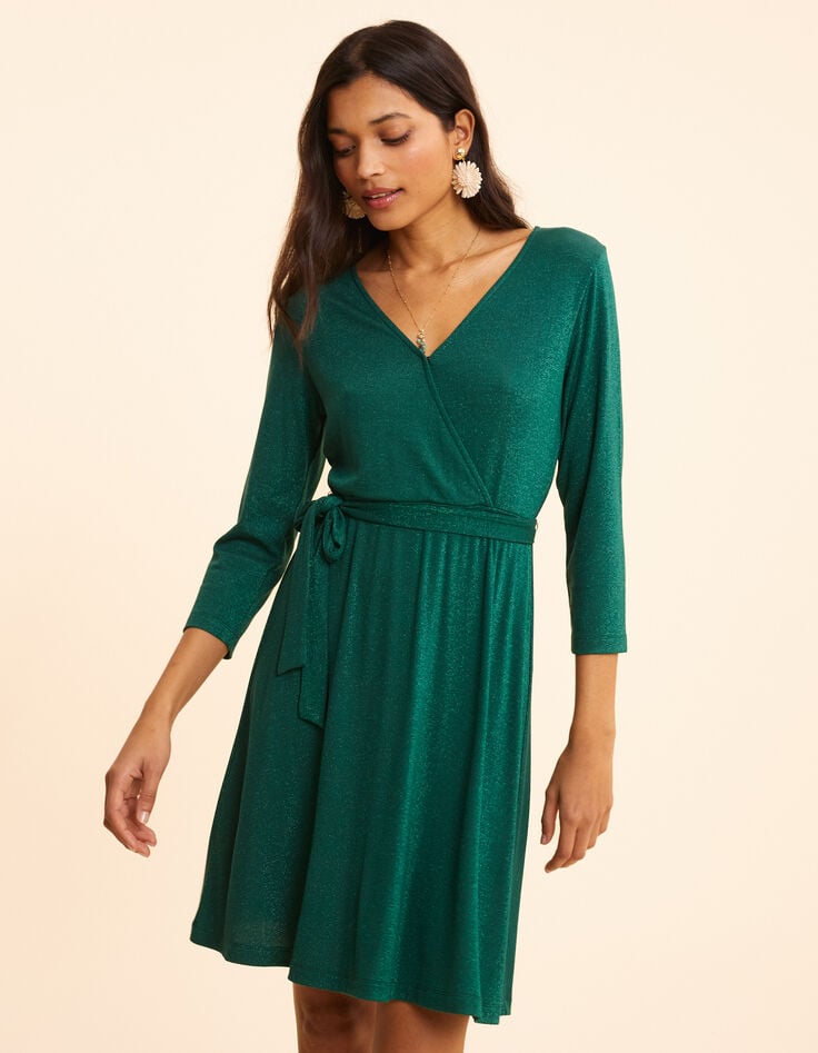 ikks Robe verte lurex maille nid d'abeille I.Code