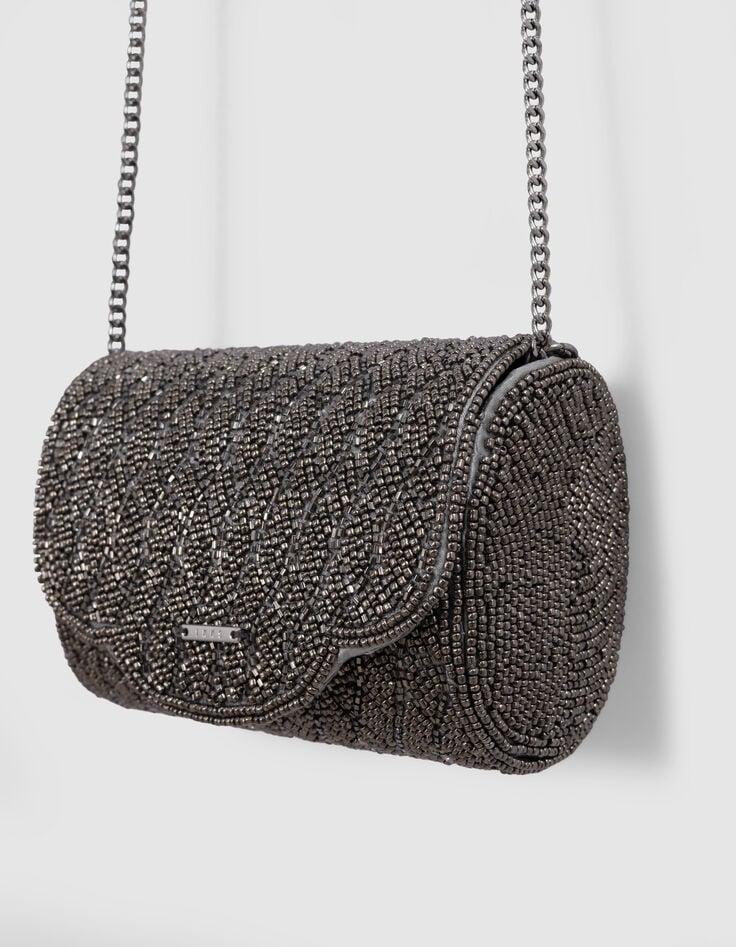 Ikks Sac à Main Argenté Brodé Perles Fille