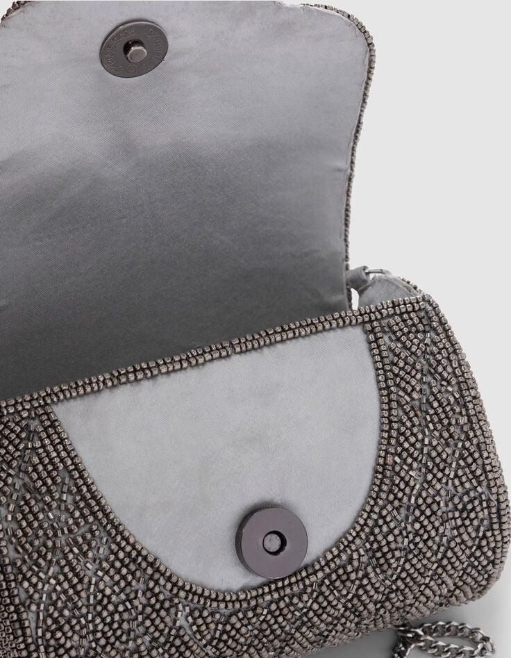 Ikks Sac à Main Argenté Brodé Perles Fille
