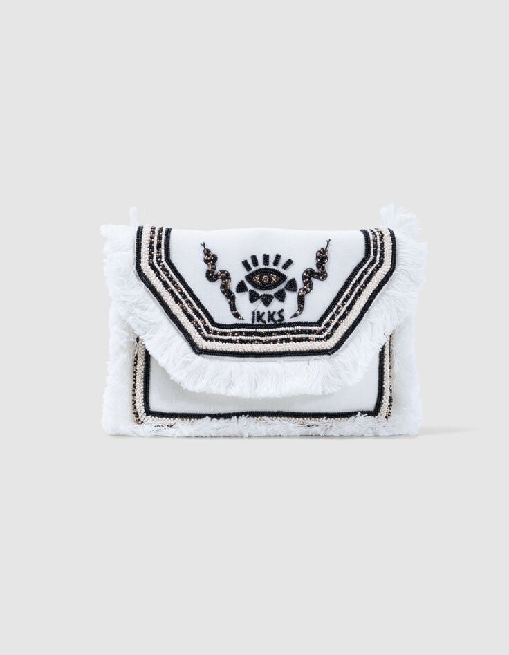 Ikks Sac à Main Beige Broderies Perles Fille