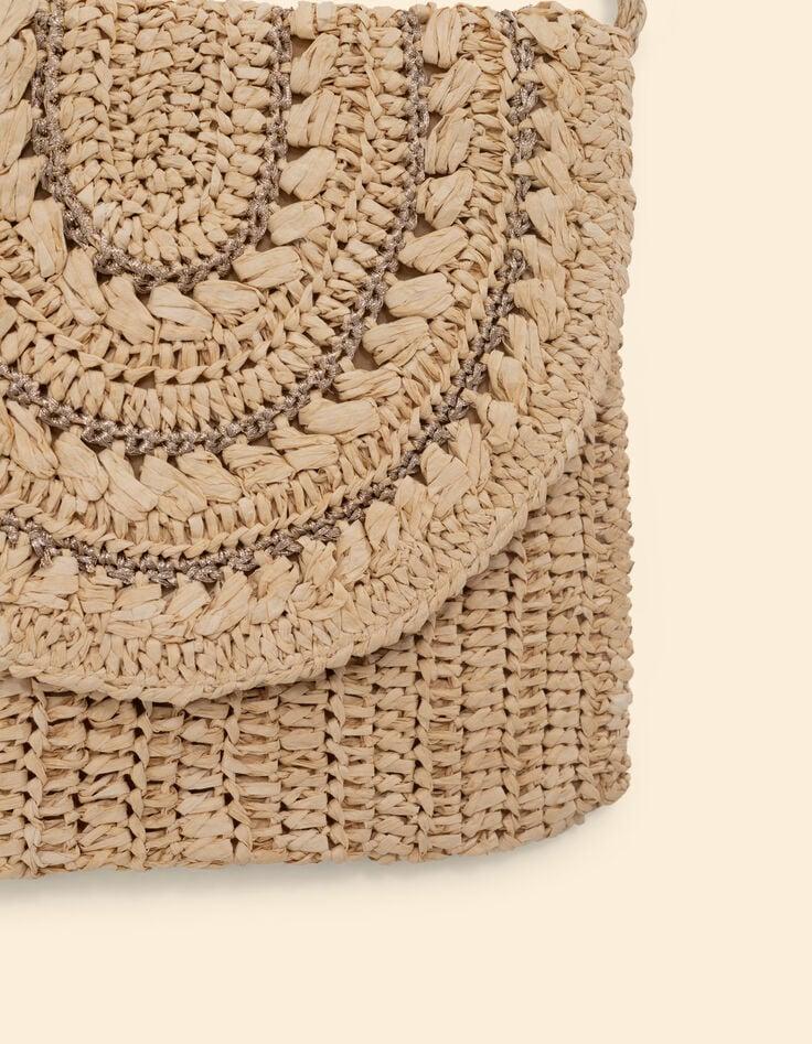 Ikks Sac à Main Beige Paille Papier Tressé I.Code