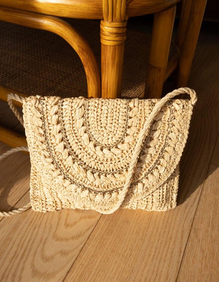 ikks Sac à main beige paille papier tressé I.Code