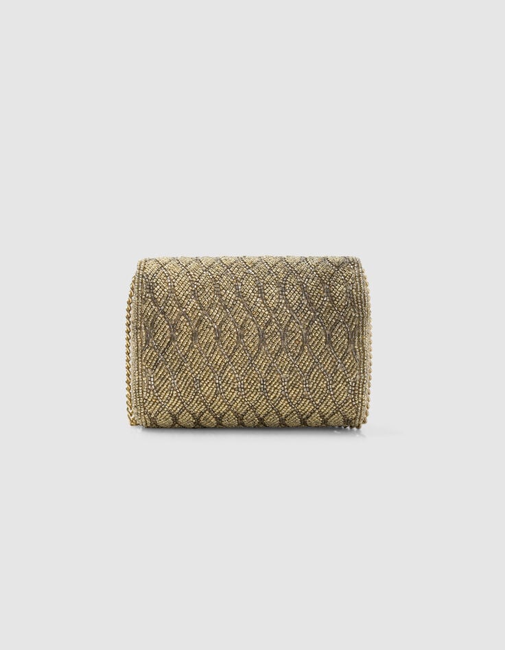 Ikks Sac à Main Doré Brodé Perles Fille