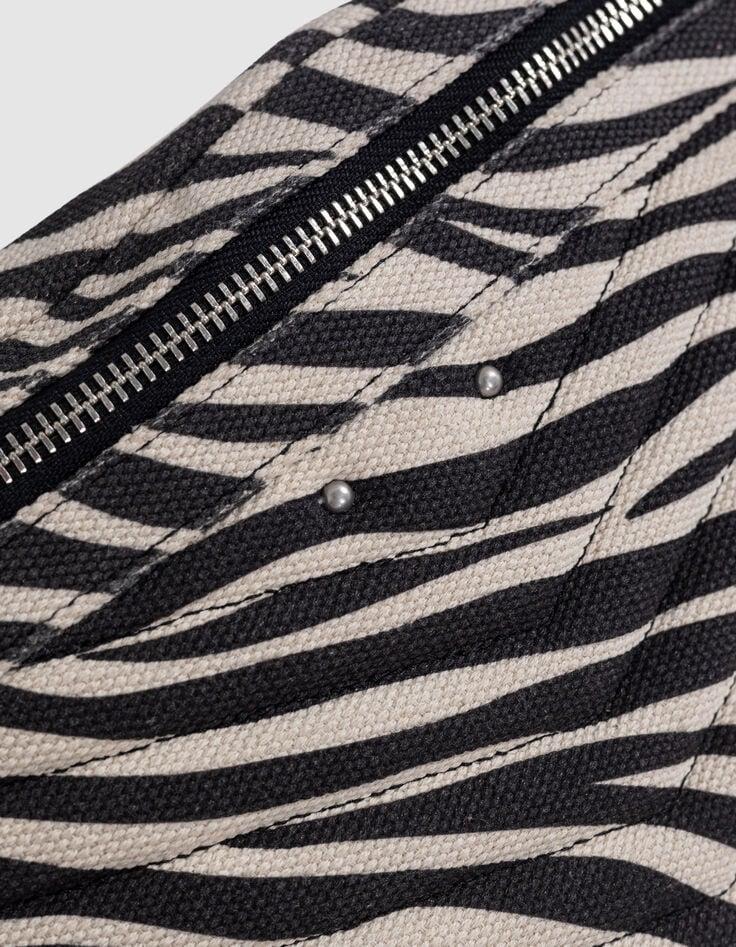 Ikks Sac Banane 1440 écru Toile Motif Zébré Femme