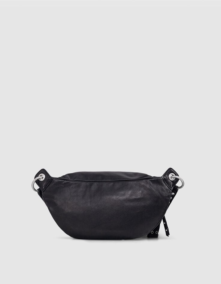 Ikks Sac Banane 1440 Noir Cuir Matelassé Femme