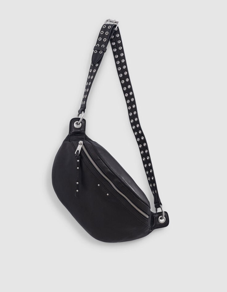Ikks Sac Banane 1440 Noir Cuir Matelassé Femme